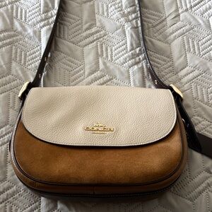 Coach Two-Tone Cream and Tan Crossbody Bag